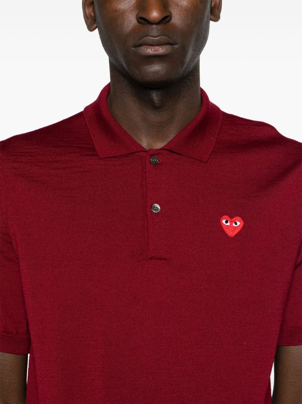 heart-patch wool polo shirt - 6
