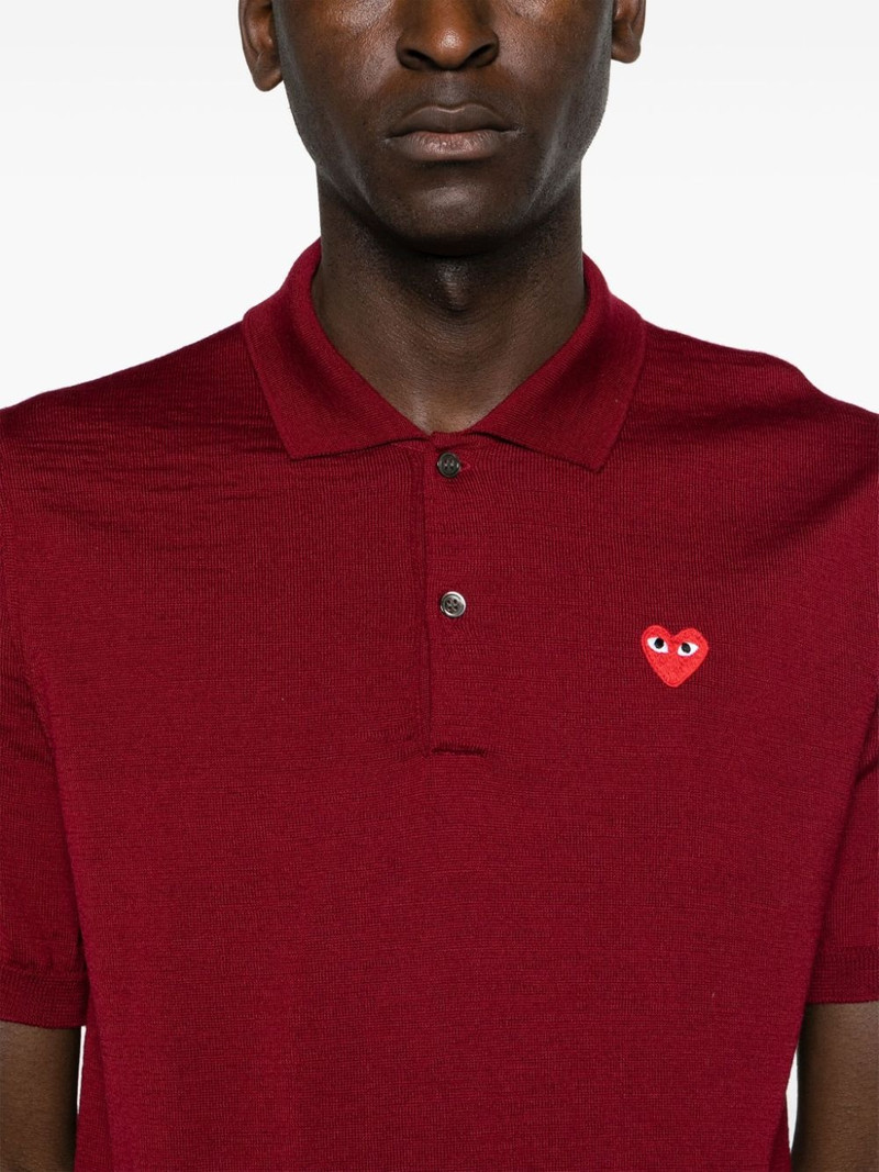 heart-patch wool polo shirt 6