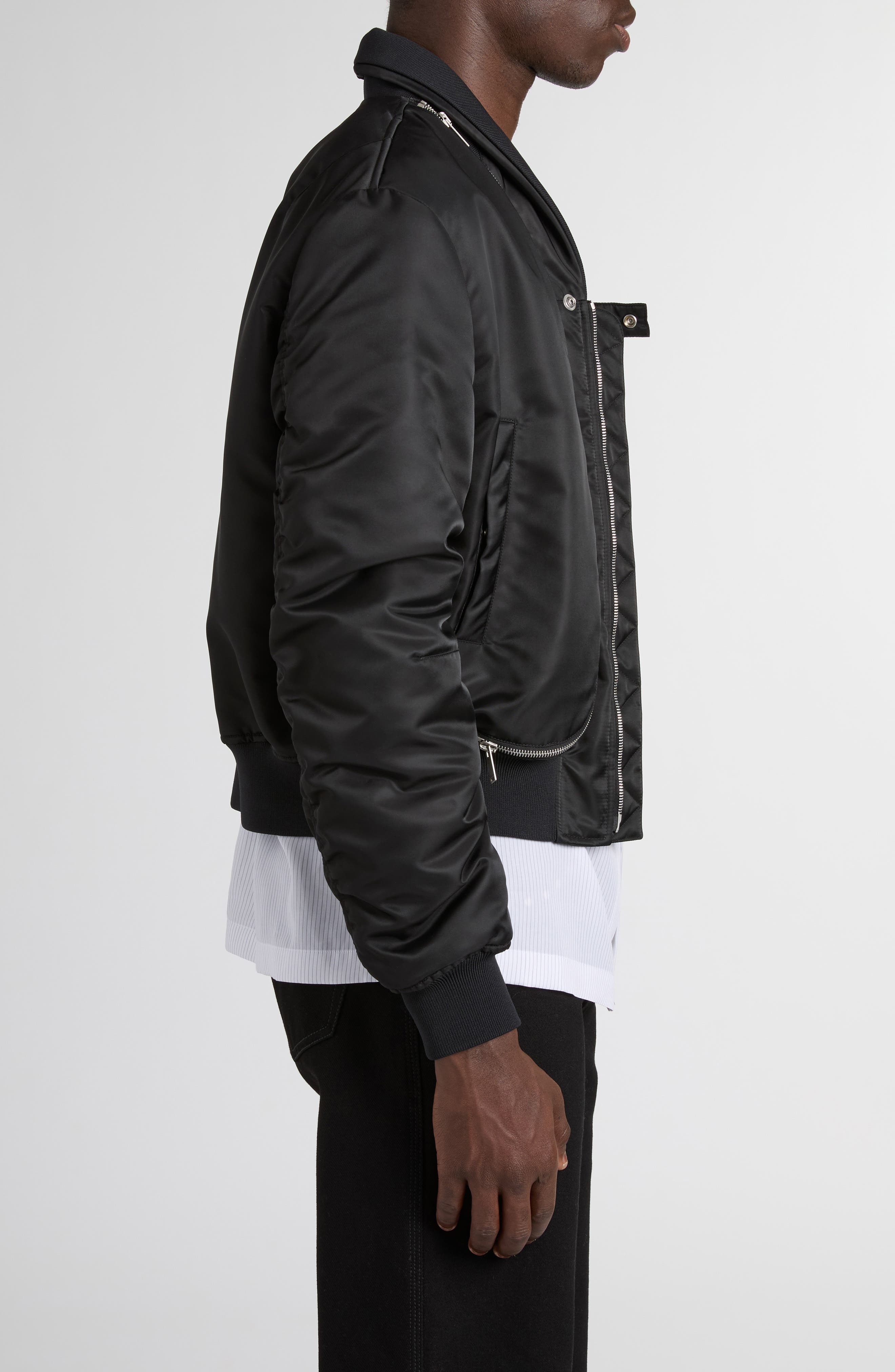 McQueen Technical Crop Bomber Jacket in Black at Nordstrom - 4