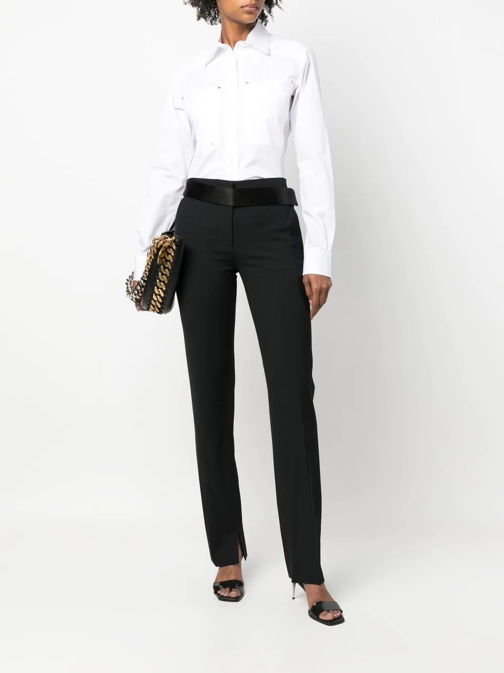 satin-waistband detail trousers - 2