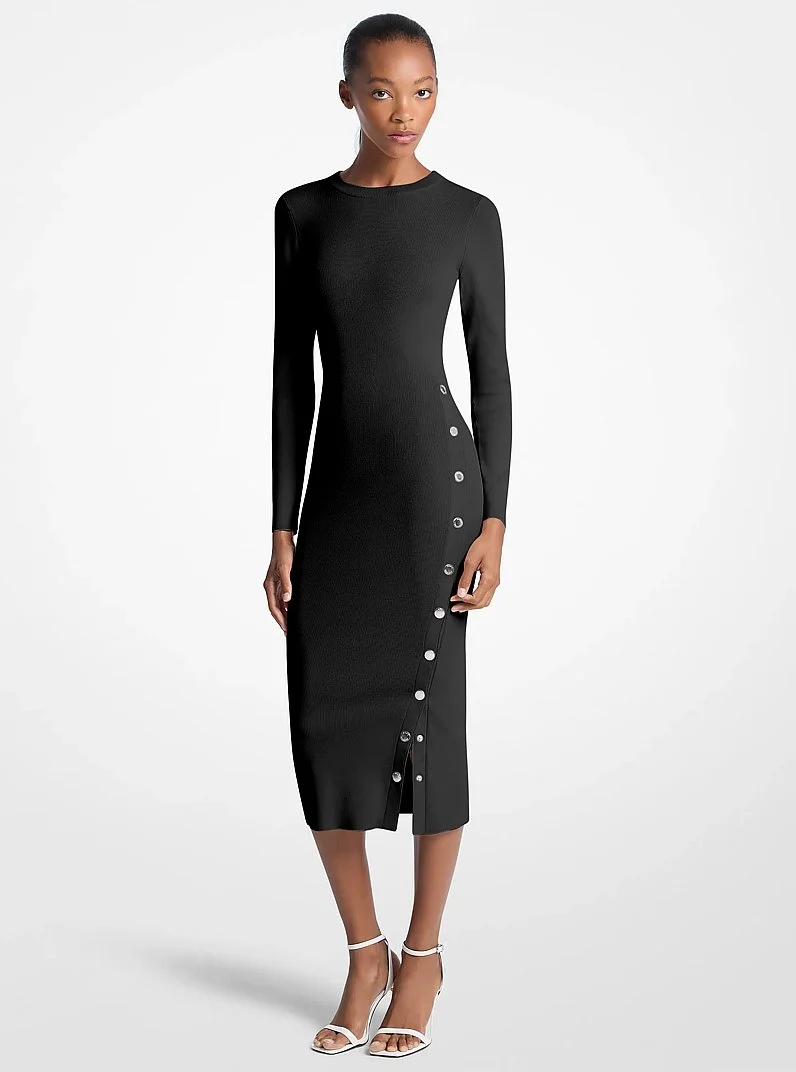 Viscose Blend Snap Dress - 1