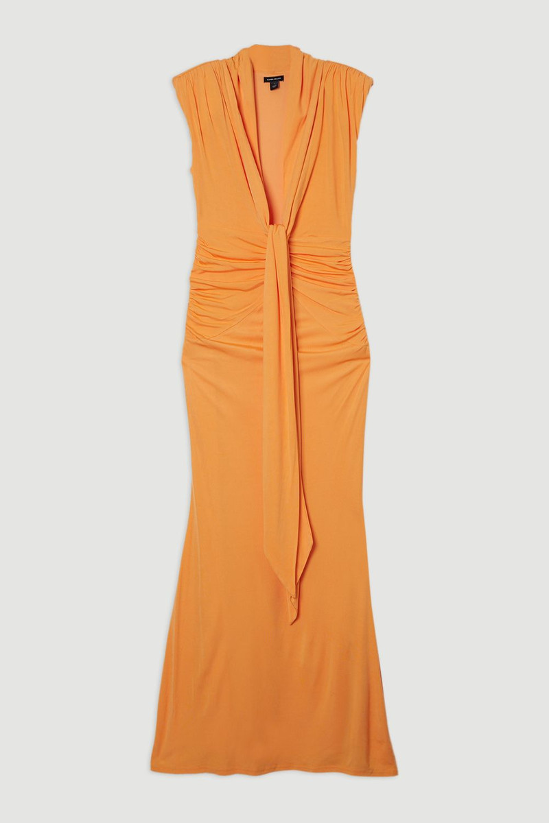 Plus Size Plunge Ruched Twist Jersey Maxi Dress 4