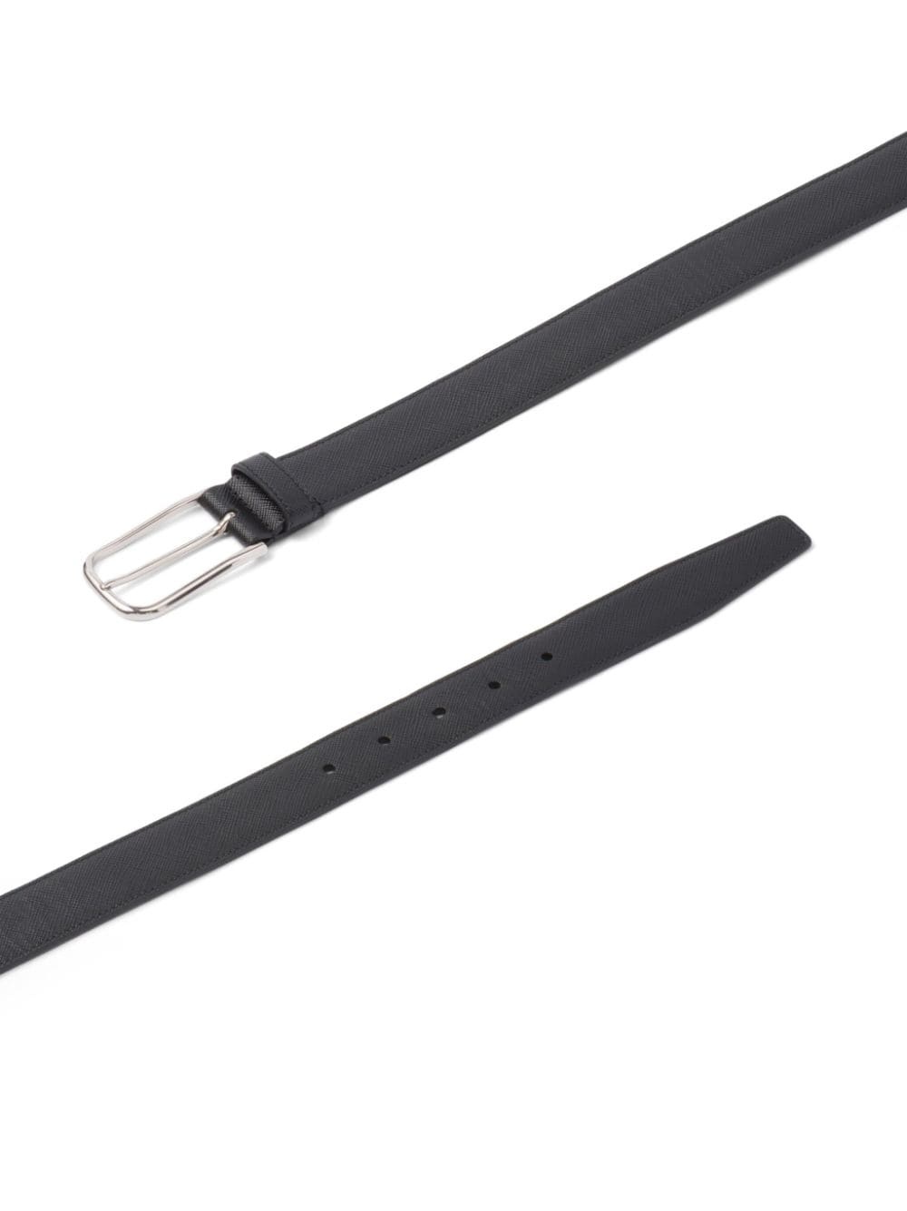 front-buckle leather belt - 2