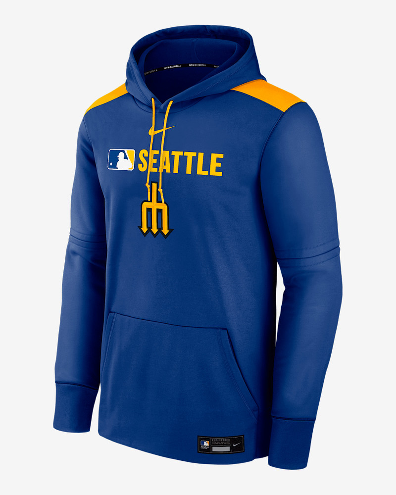 Seattle Mariners Authentic Collection City Connect Men's Nike Therma MLB Pullover Hoodie 1