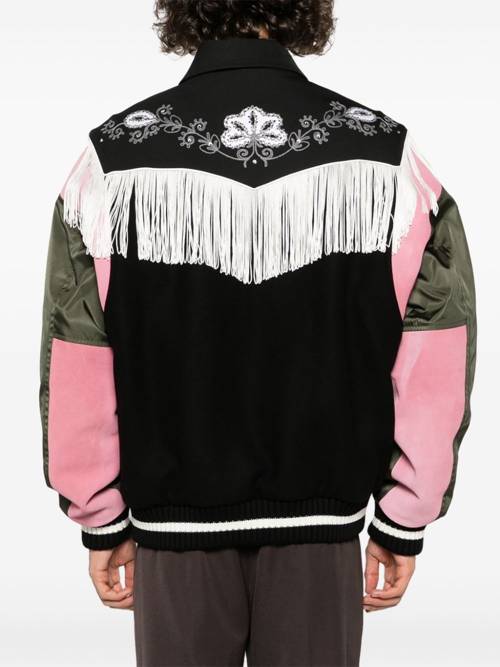 frayed-trim bomber jacket - 4