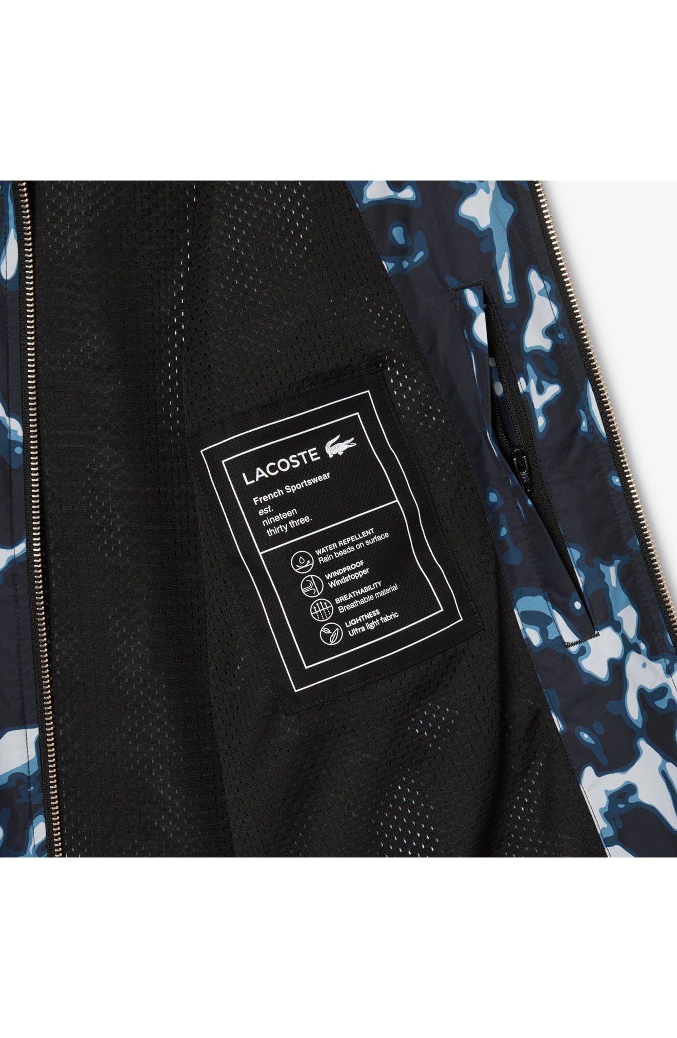 Lacoste Elevated Tennis Water Repellent Zip Jacket in Black/Limestone-Calluna at Nordstrom - 6