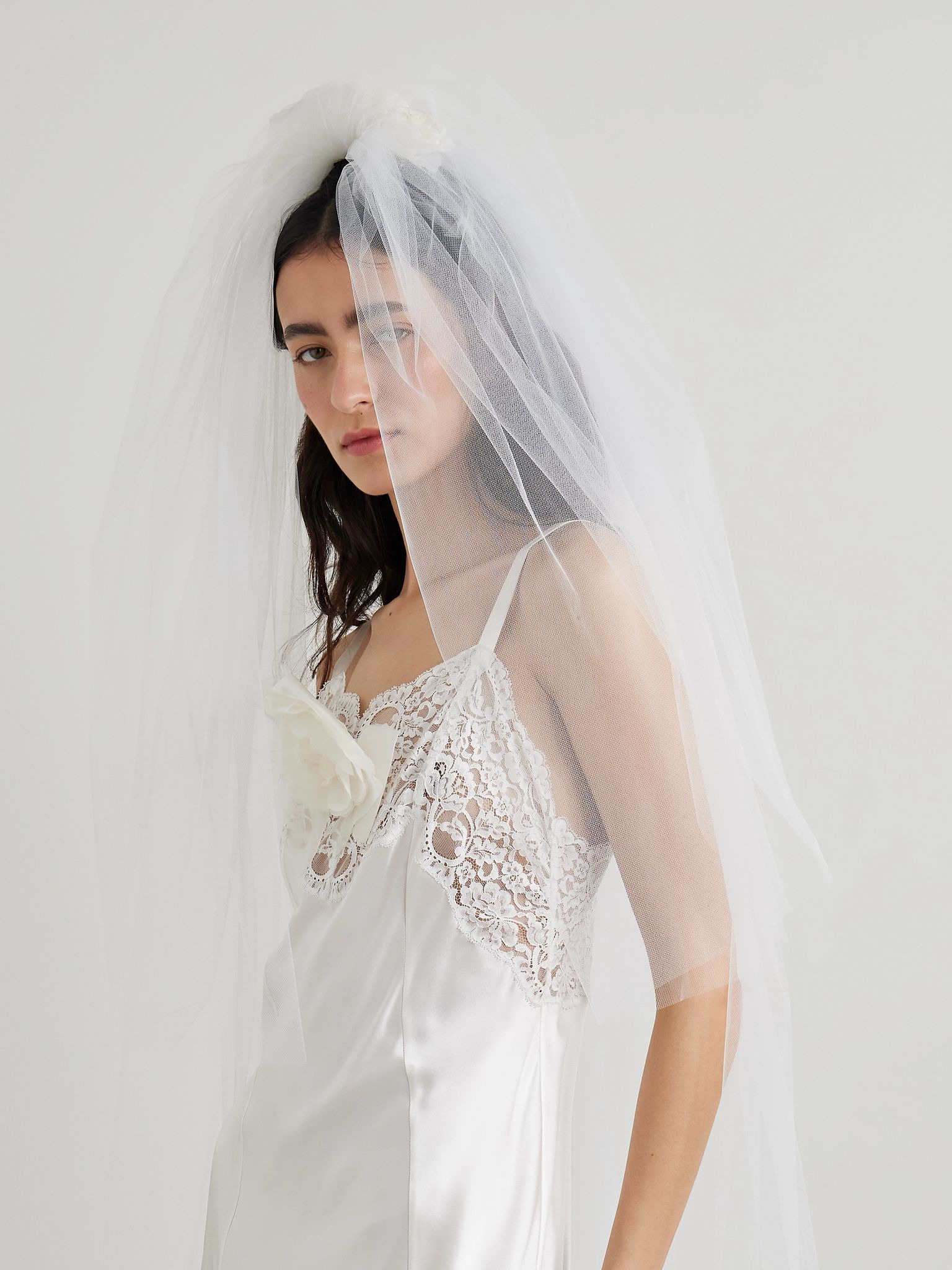 Embellished silk-tulle veil White - 3
