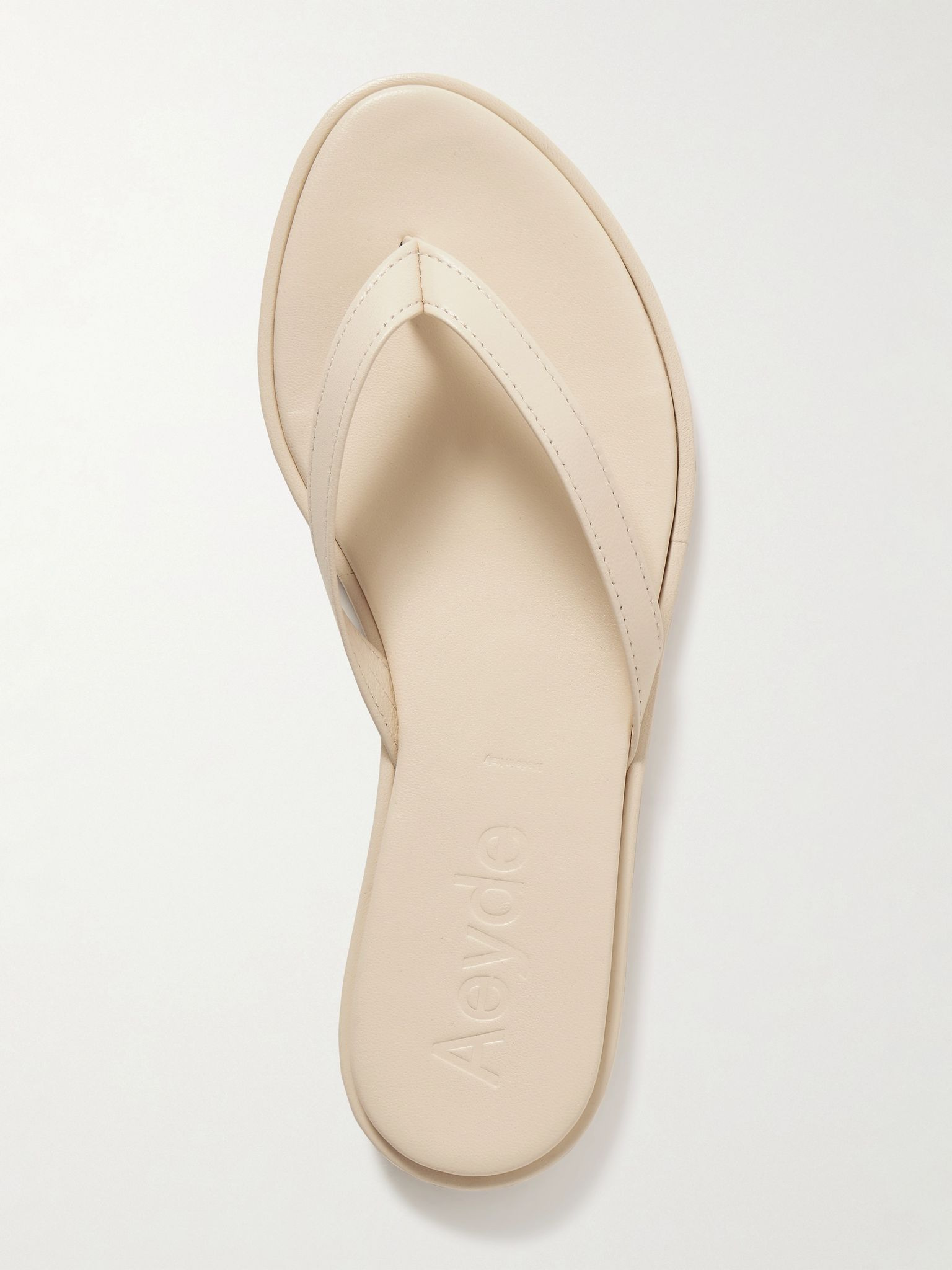 Melody leather flip flops Cream - 5
