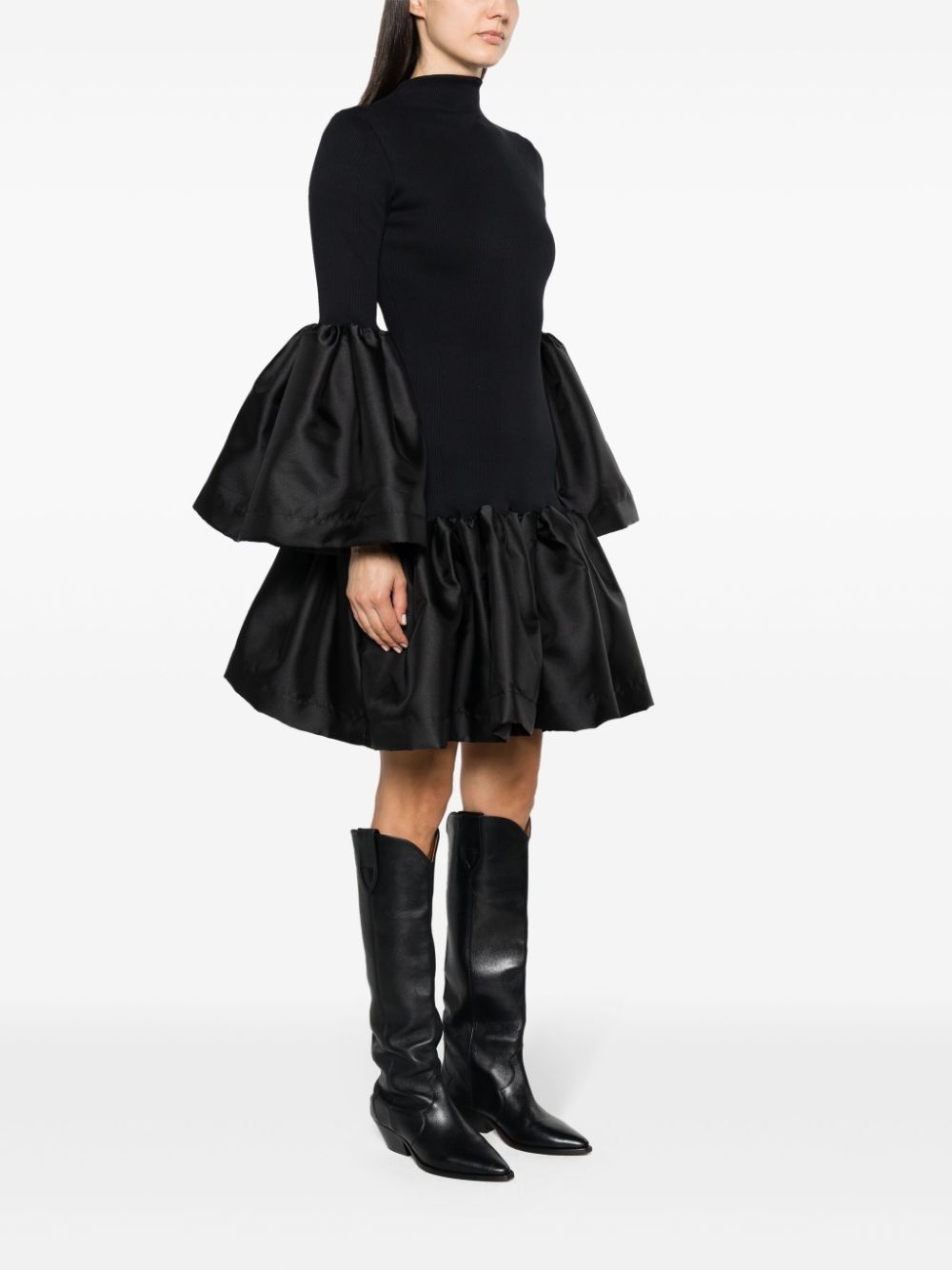 peplum-hem ribbed-knit midi dress - 3