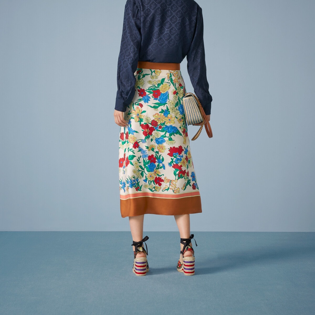 GUCCI Gucci floral print silk wrap skirt | REVERSIBLE