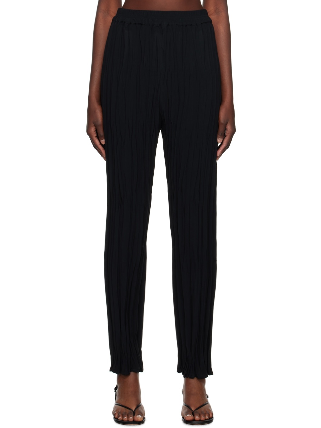 Black Maisie Plissé Trousers - 1