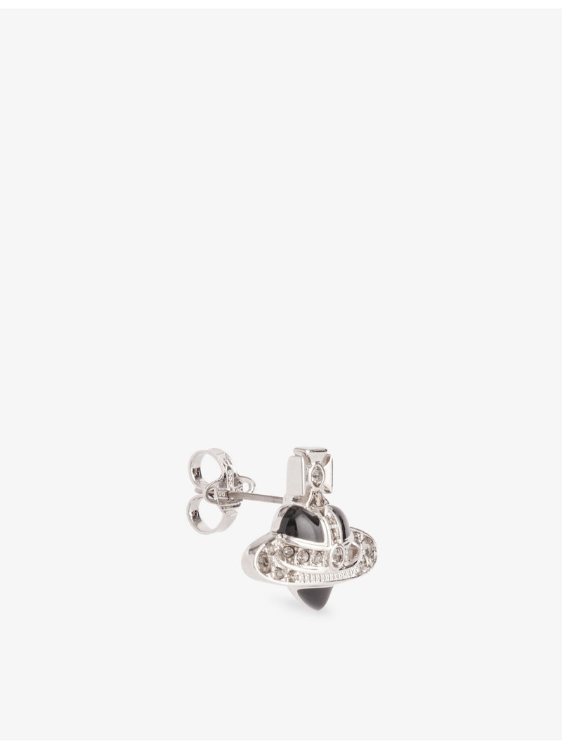 Diamante Heart Orb-embellished platinum-plated brass earring 3