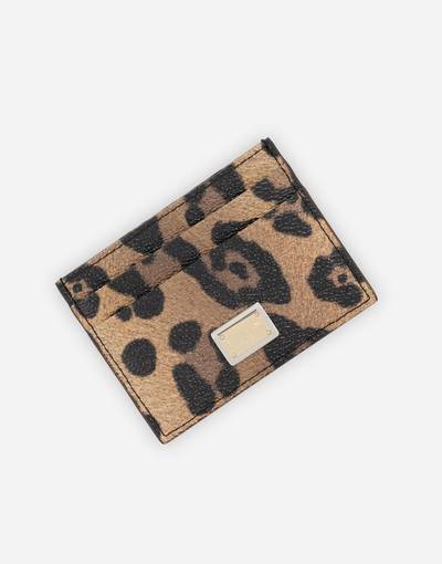 Dolce & Gabbana Leopard-print Crespo card holder with branded plate outlook