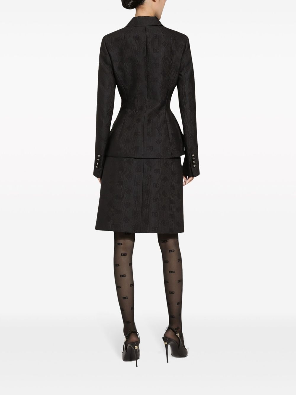 monogram-jacquard straight midi skirt - 4