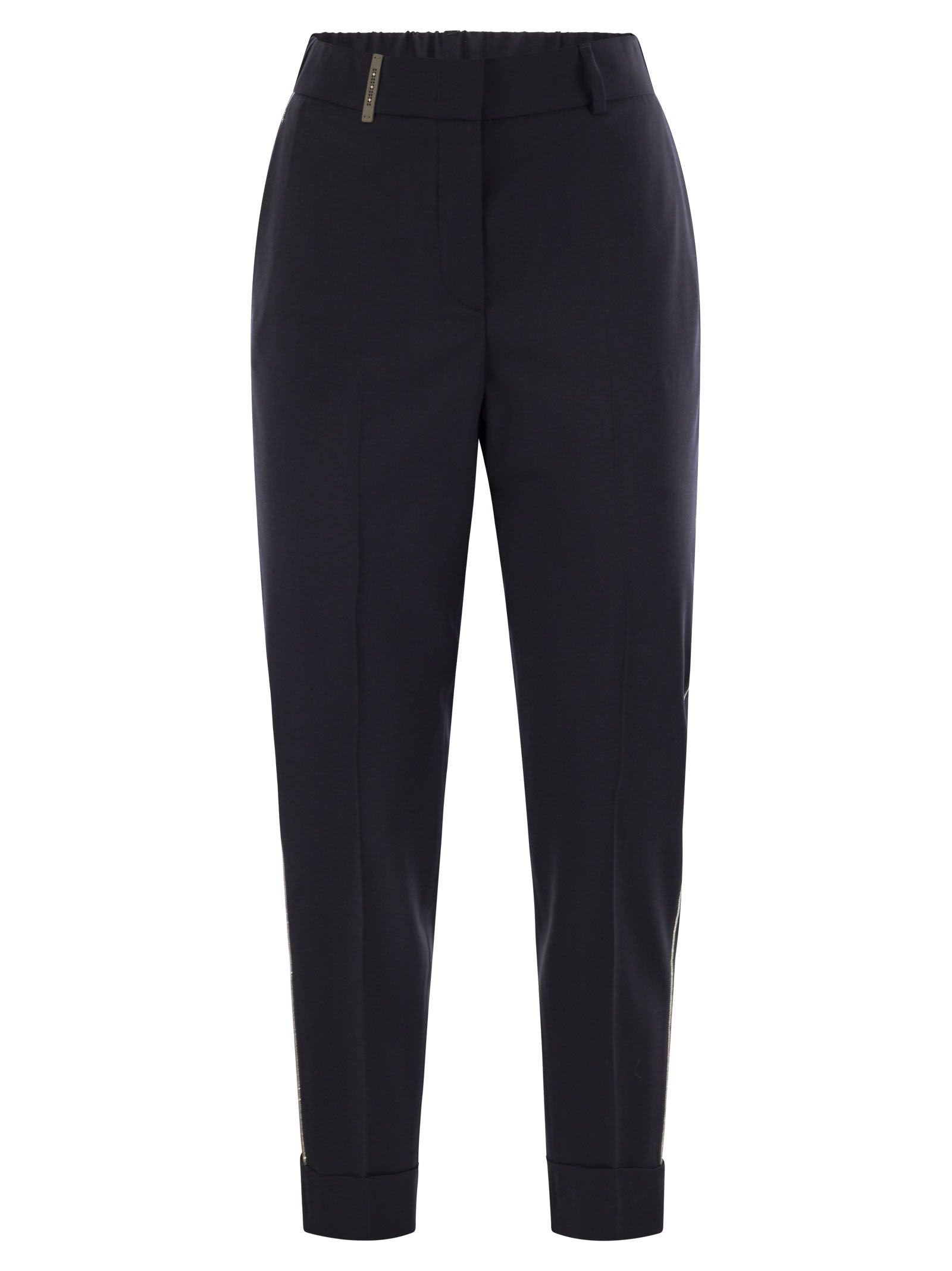 Peserico - Peserico Women Virgin Wool Blend Trousers With Jewellery - 1