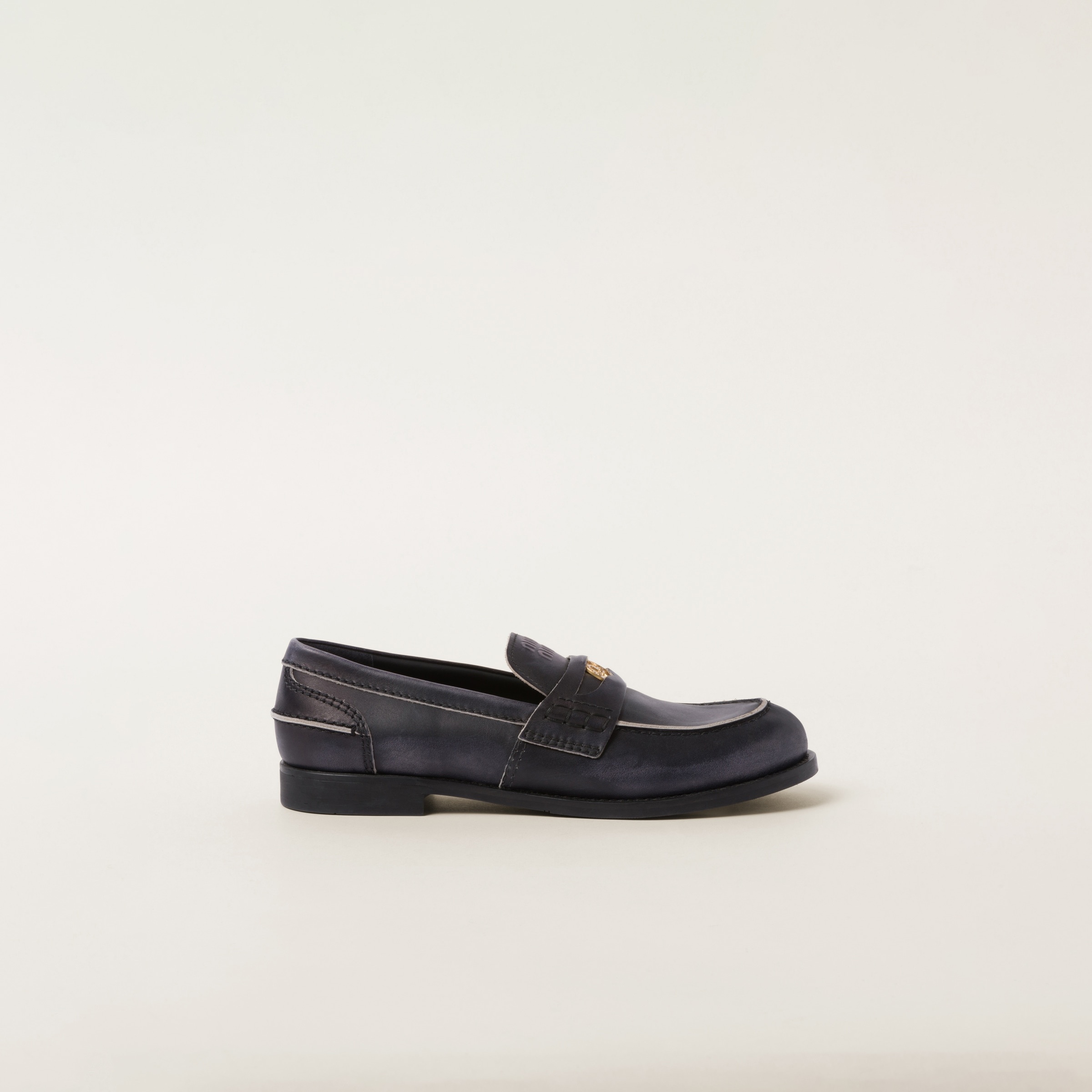 Vintage-effect leather loafers - 1