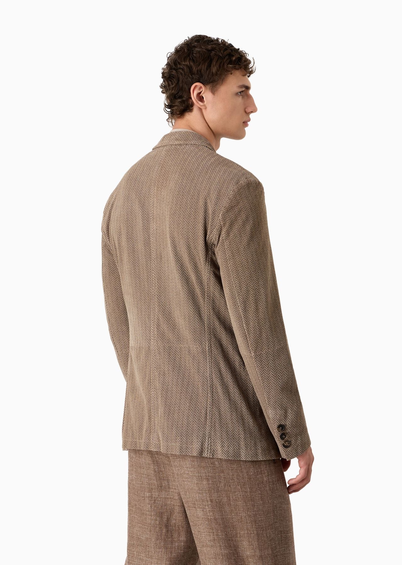 Single-breasted suede jacket with a chevron print - 3