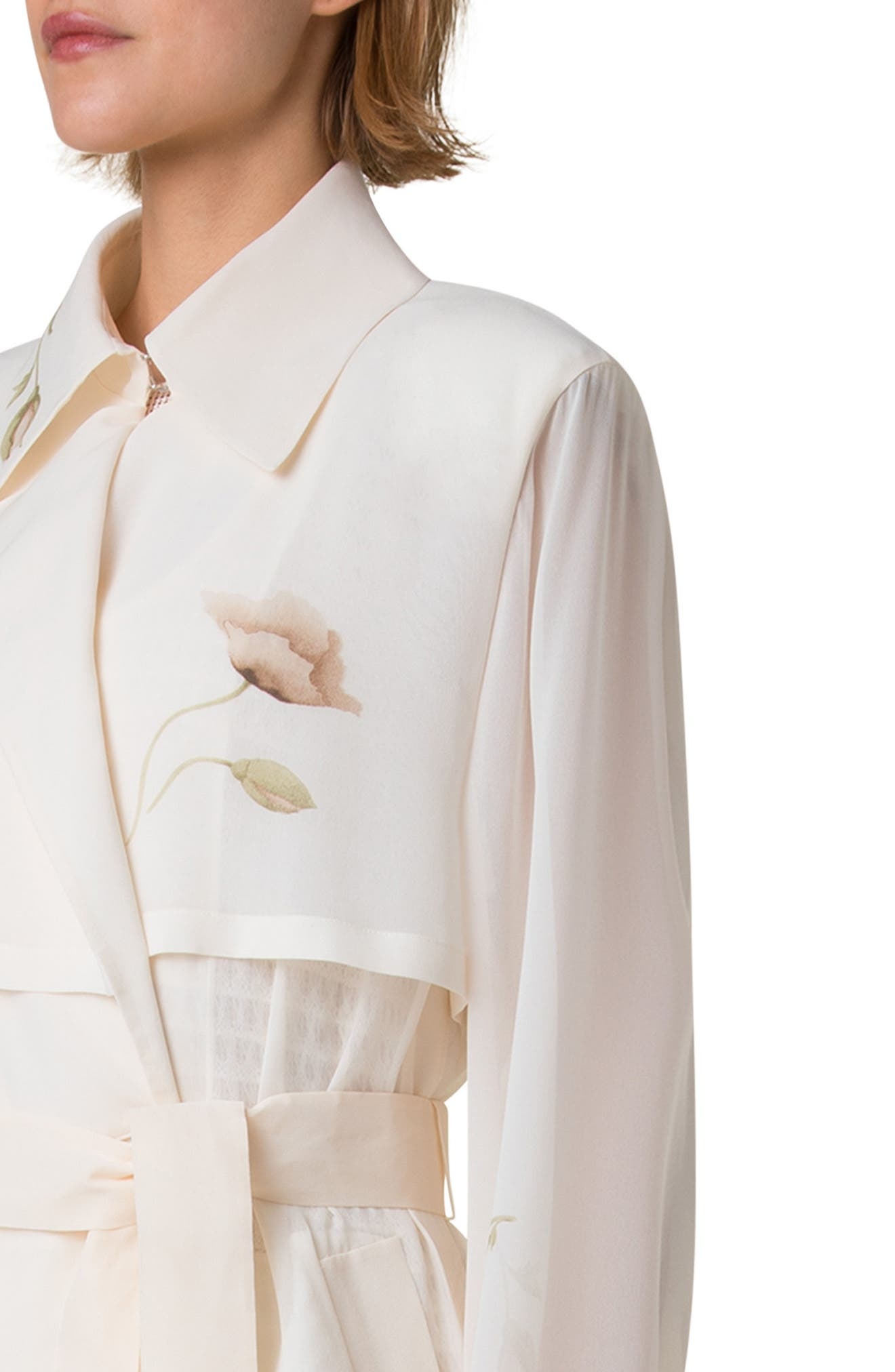 Akris Haider Silk Crepe Long Trench Coat in Ecru-Greige at Nordstrom - 4