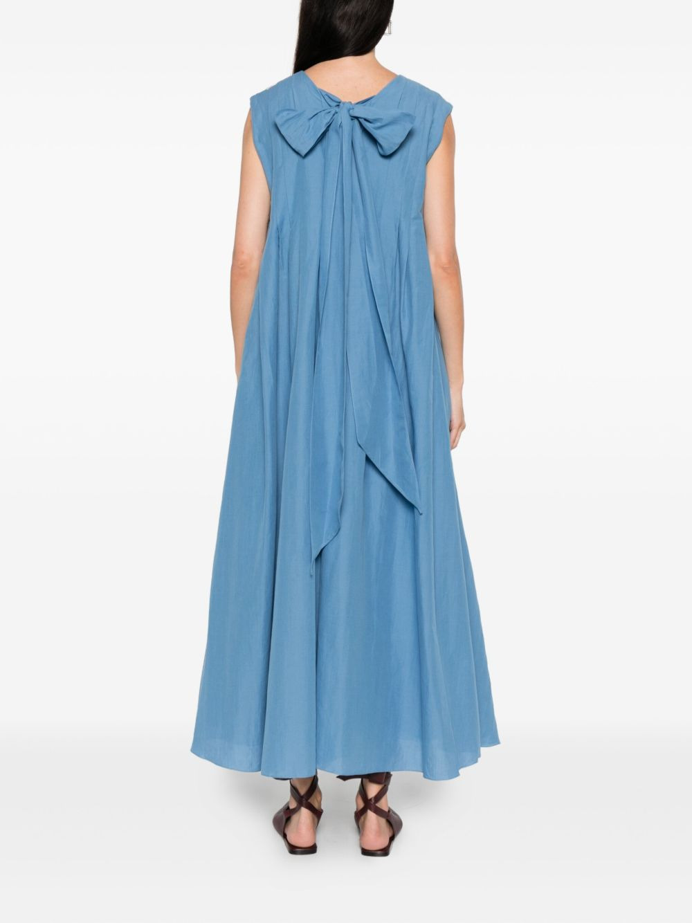 pleated V-neck dress - 4