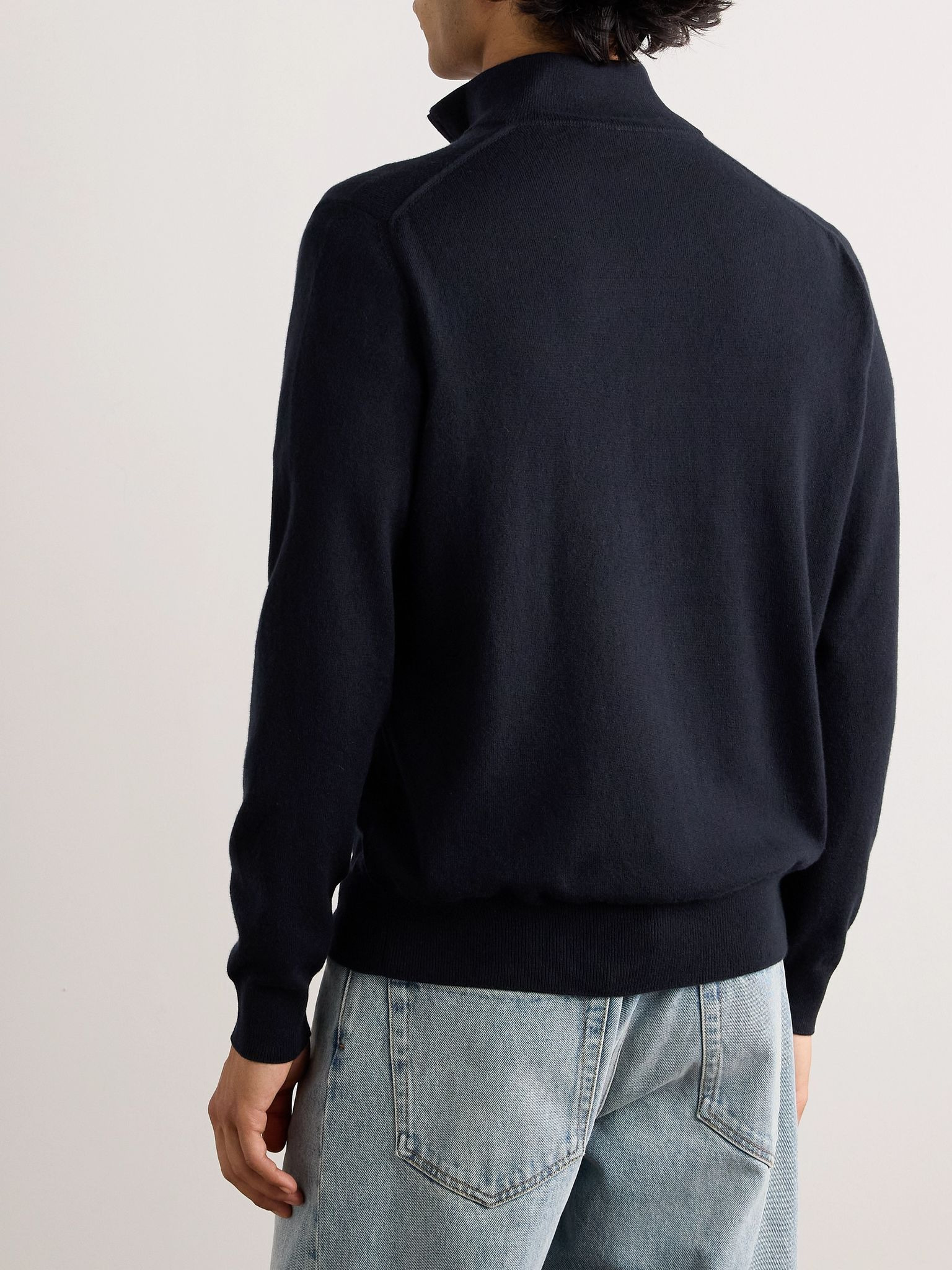 Slim-Fit Baby Cashmere Half-Zip Sweater Navy - 4