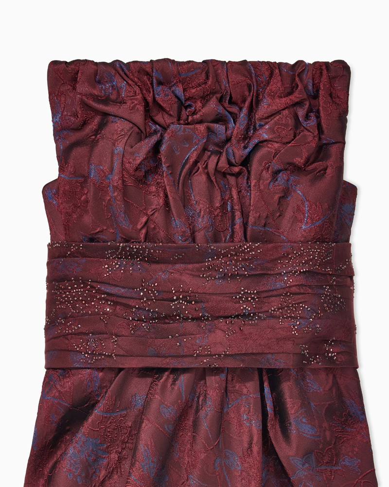 STRAPLESS EVENING DRESS WITH FLORAL EMBROIDERY AND BEADING 5