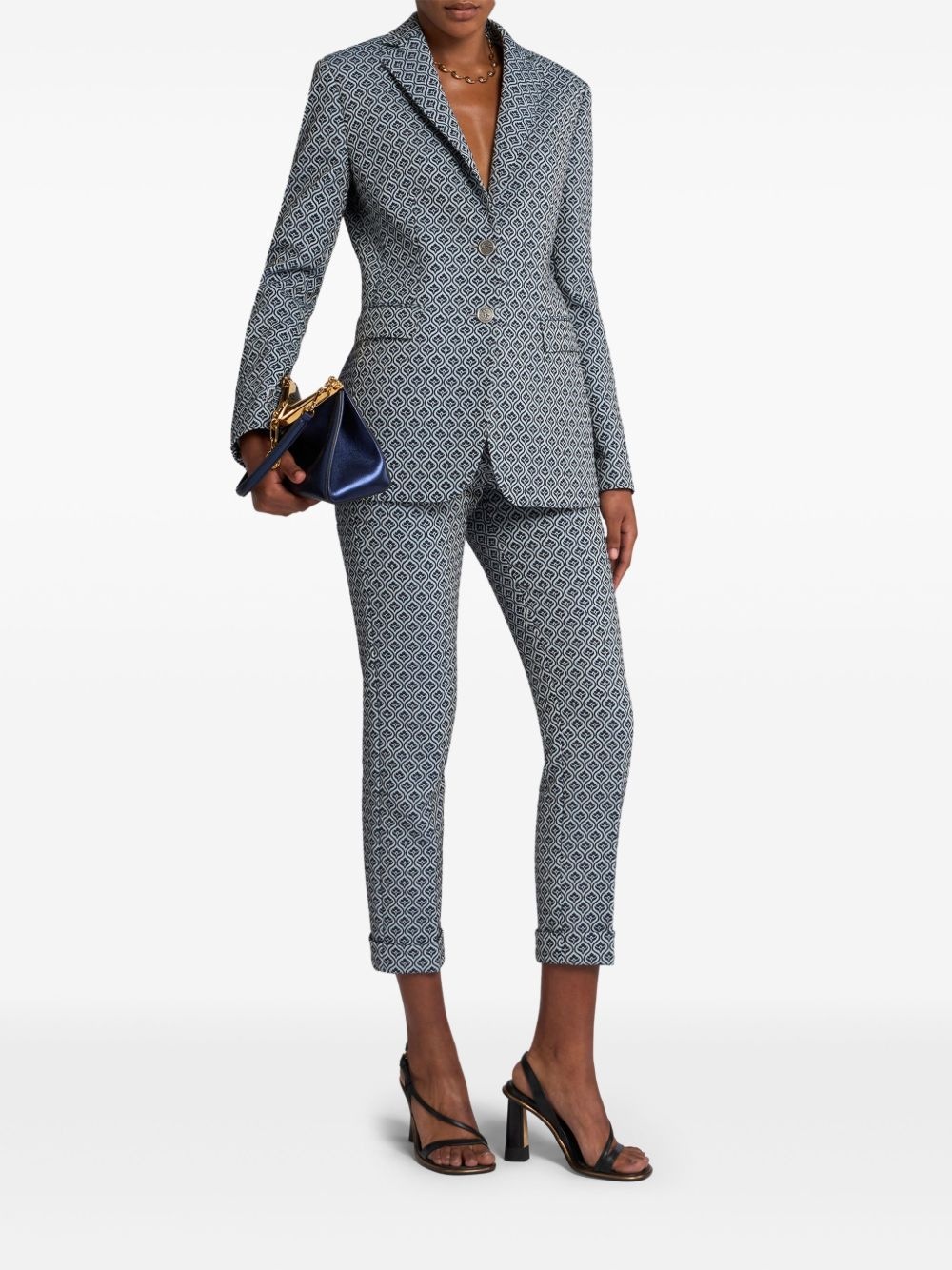 floral-jacquard trousers - 2