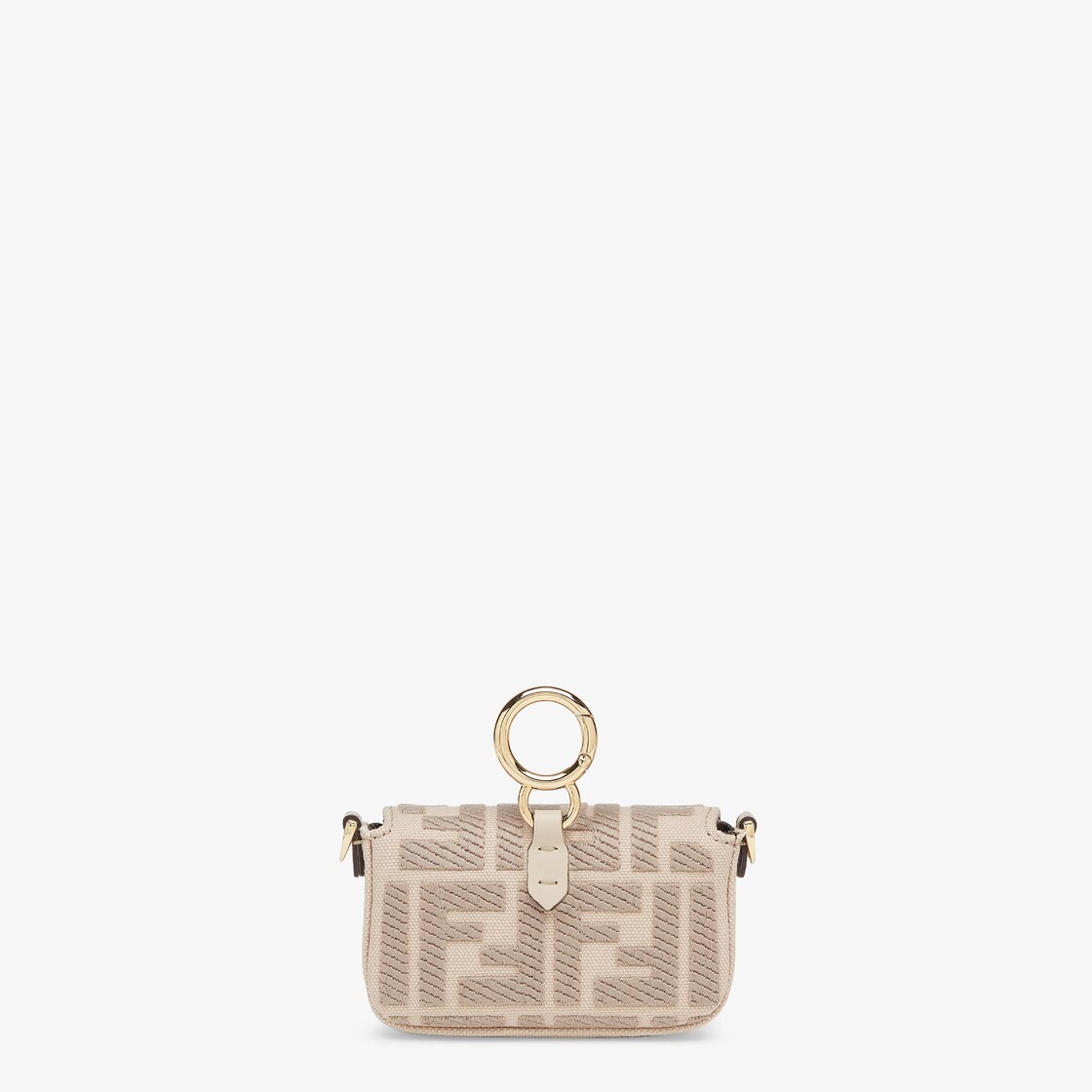 Beige canvas charm with FF embroidery - 3