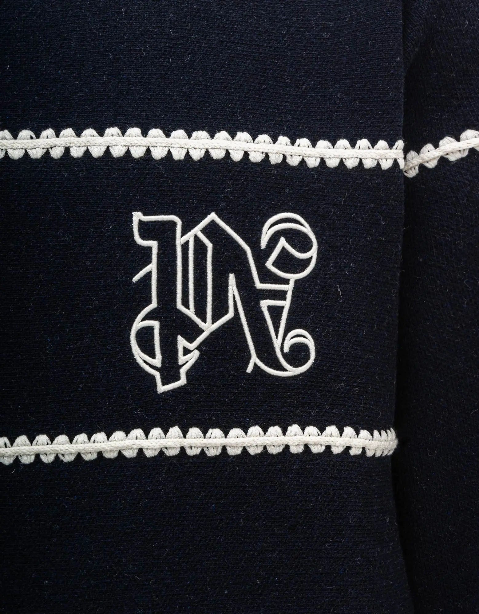 Palm Angels Navy Blue PA Monogram Stripe Sweater - 6