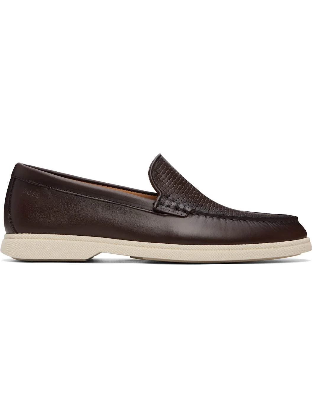 Brown Embossed-Logo Loafers - 1