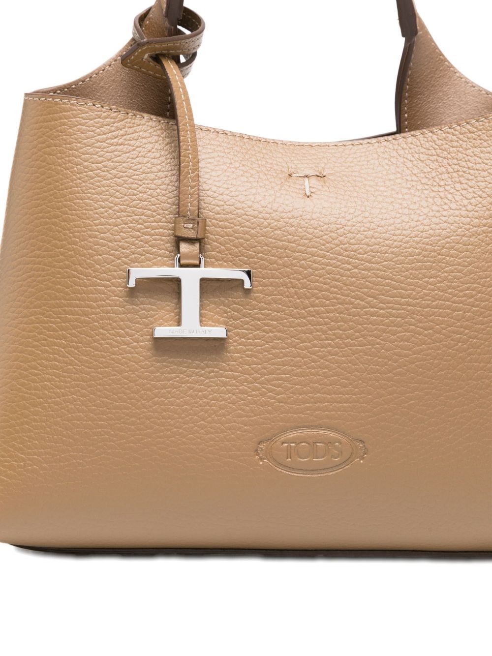 leather T-logo tote bag - 4