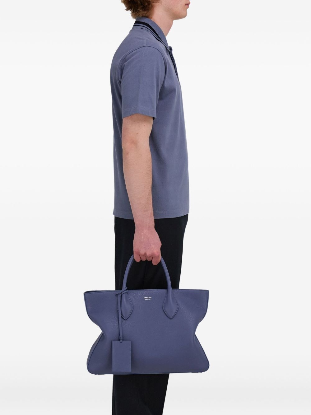 Monogram structured leather tote bag - 2