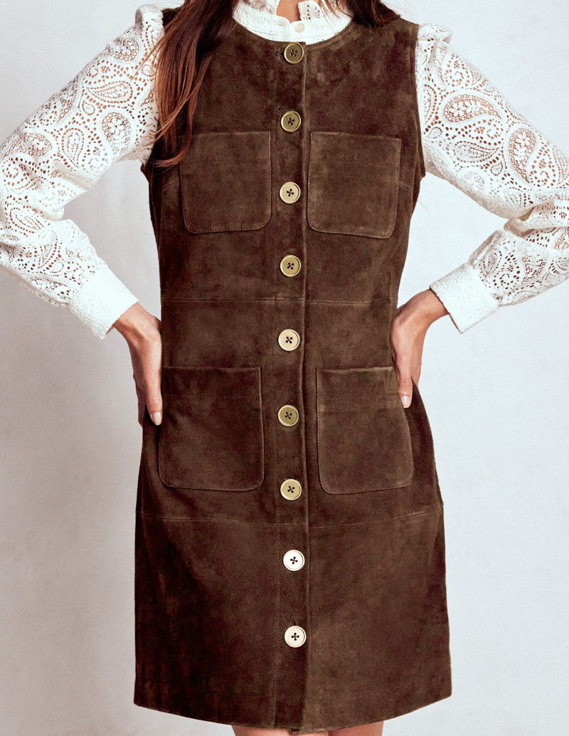 Evelyn Suede Shift Dress-Dark Chocolate 5
