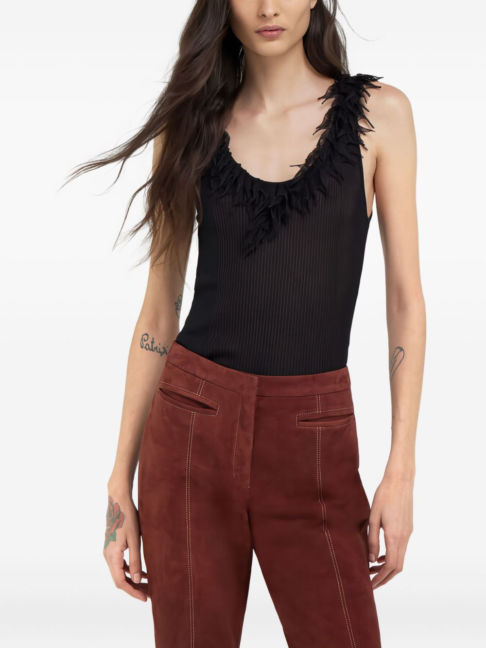 ribbed trimmed tank top - 2