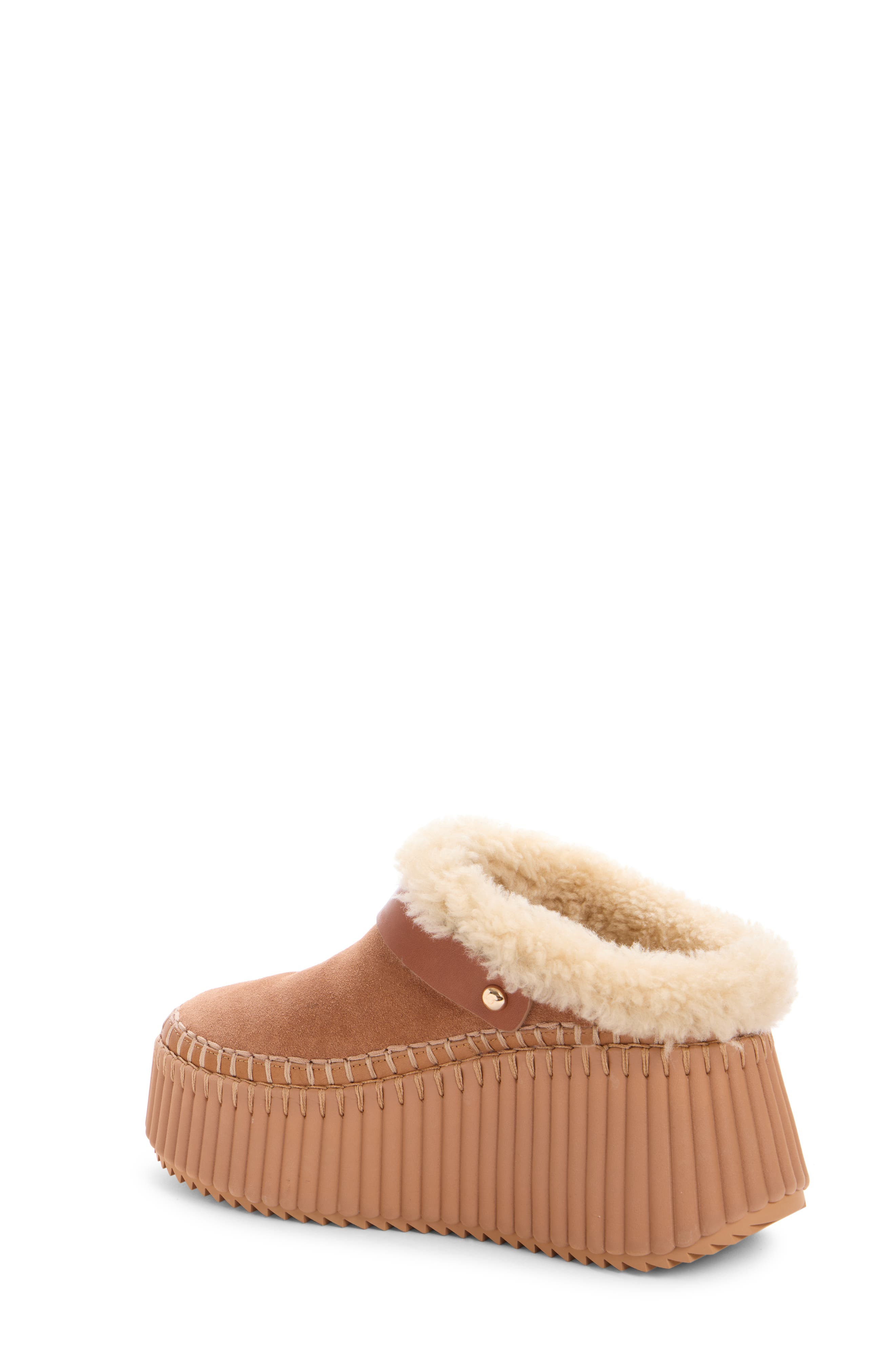 Chloé Nama Genuine Shearling Lined Wedge Mule in Pottery Brown at Nordstrom - 2