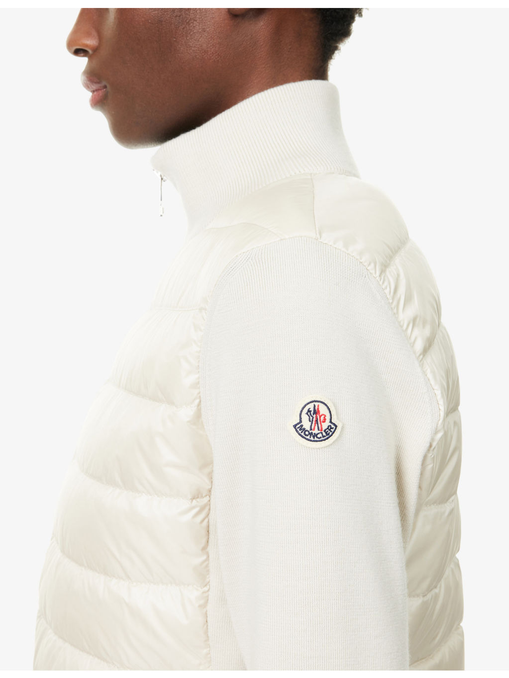 Logo-Badge Padded Zip Wool and Nylon Cardigan - 5