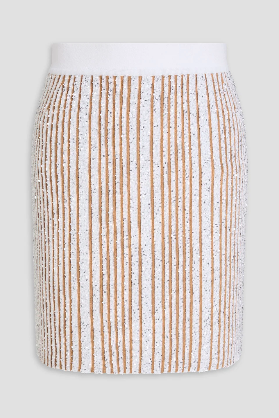 Sequin-embellished ribbed-knit mini skirt - 1