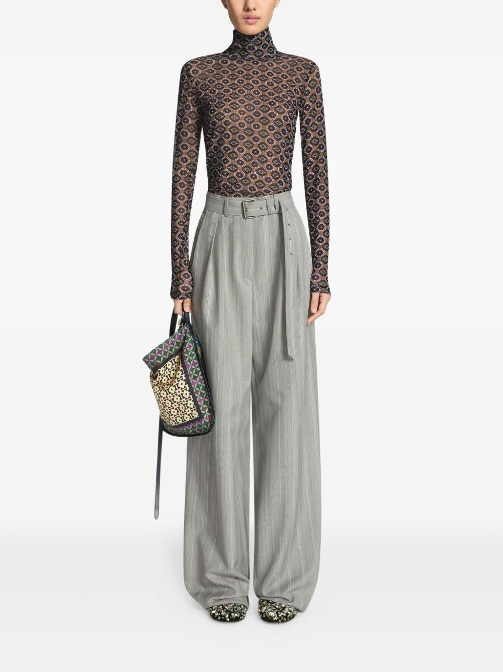 belted pinstripe trousers - 2