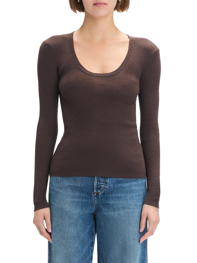 Women's Take It Easy Extrafine Merino Wool Scoopneck Top - Coffee 4