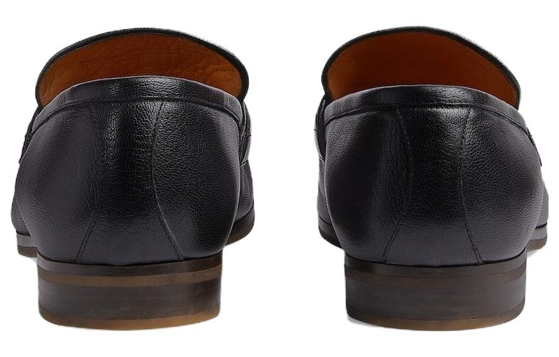 Gucci Leather Grosgrain Trim Dress Loafers 'Black Red' 759473-AACOT-1084 - 4