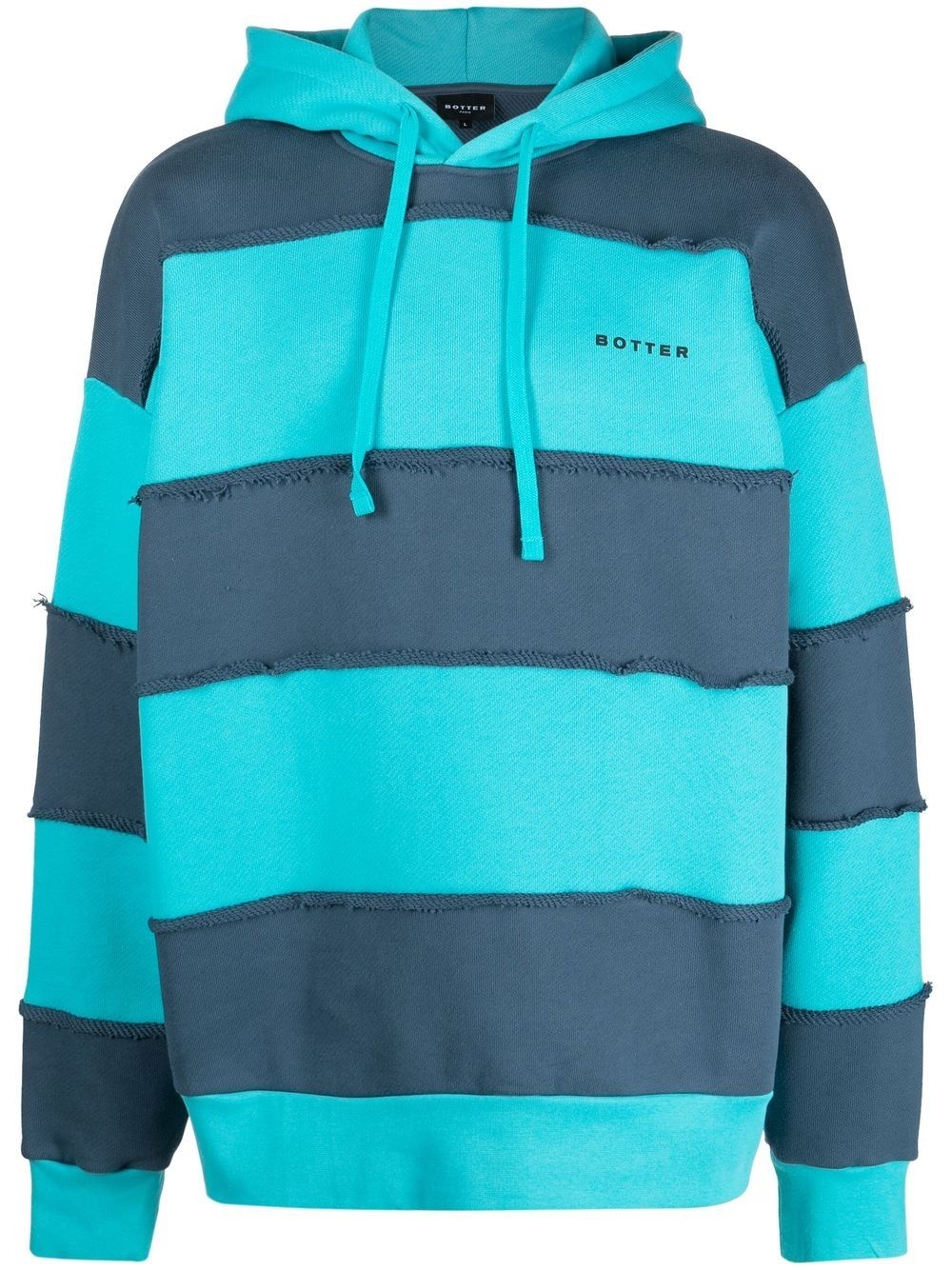 stripe-panelled organic cotton hoodie - 1