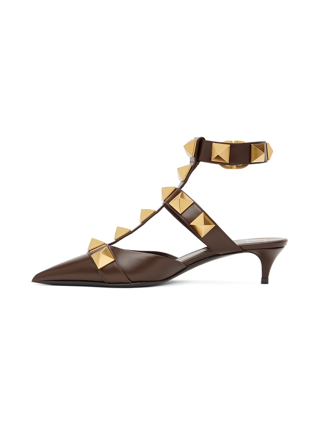 Brown Medium Roman Stud Heels - 3