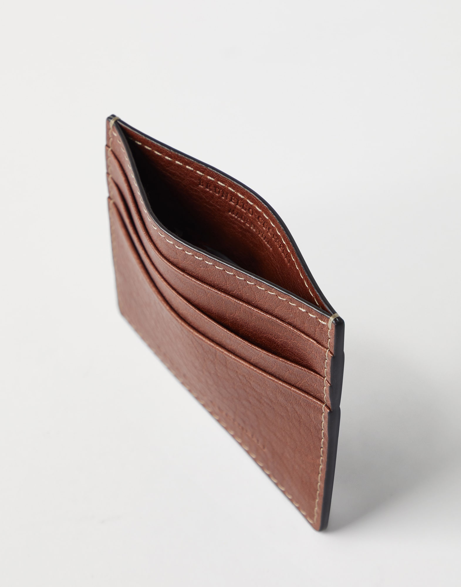 Grained calfskin mini card case - 3