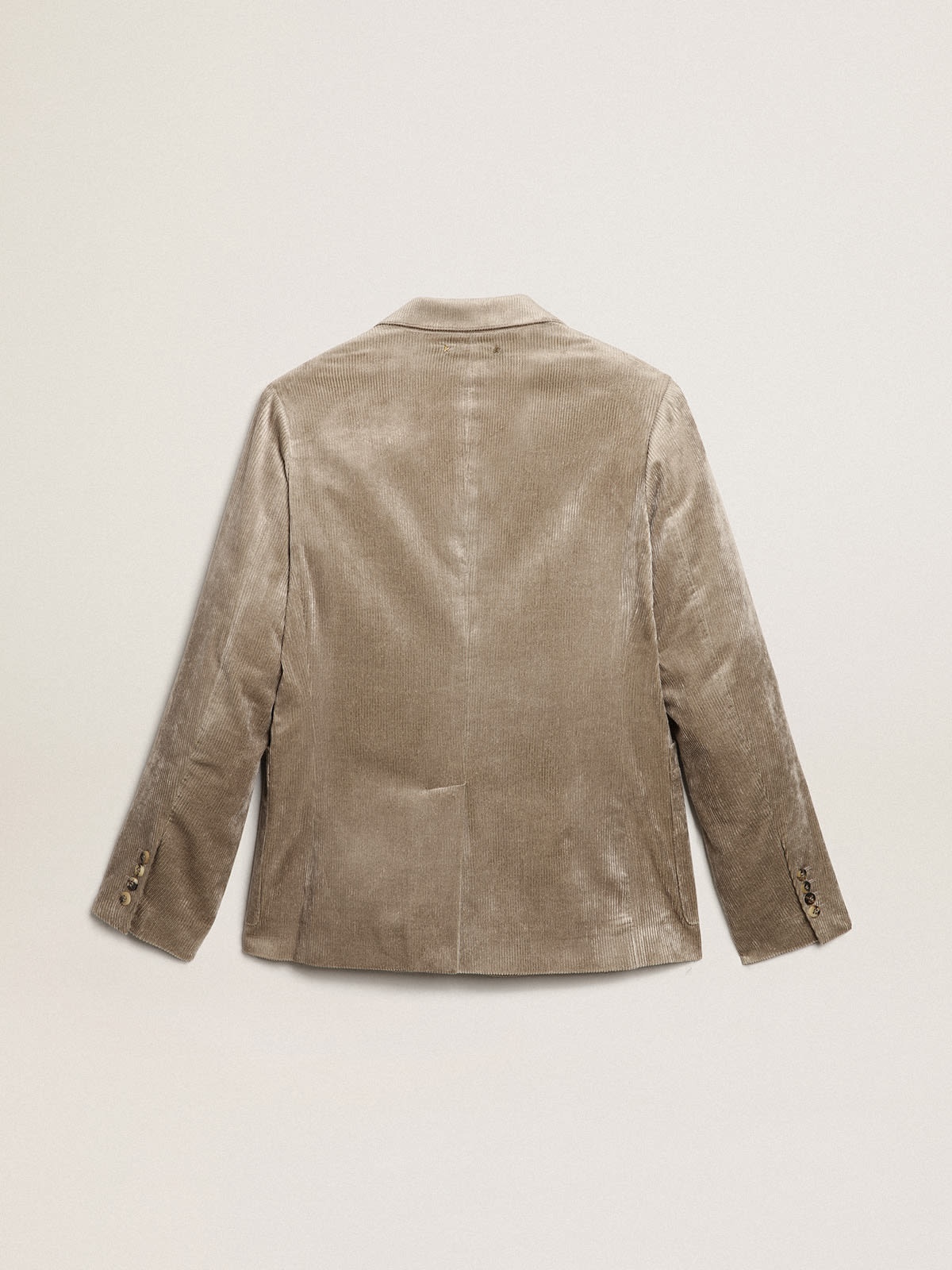 Boxy-fit single-breasted blazer in light beige cotton - 6