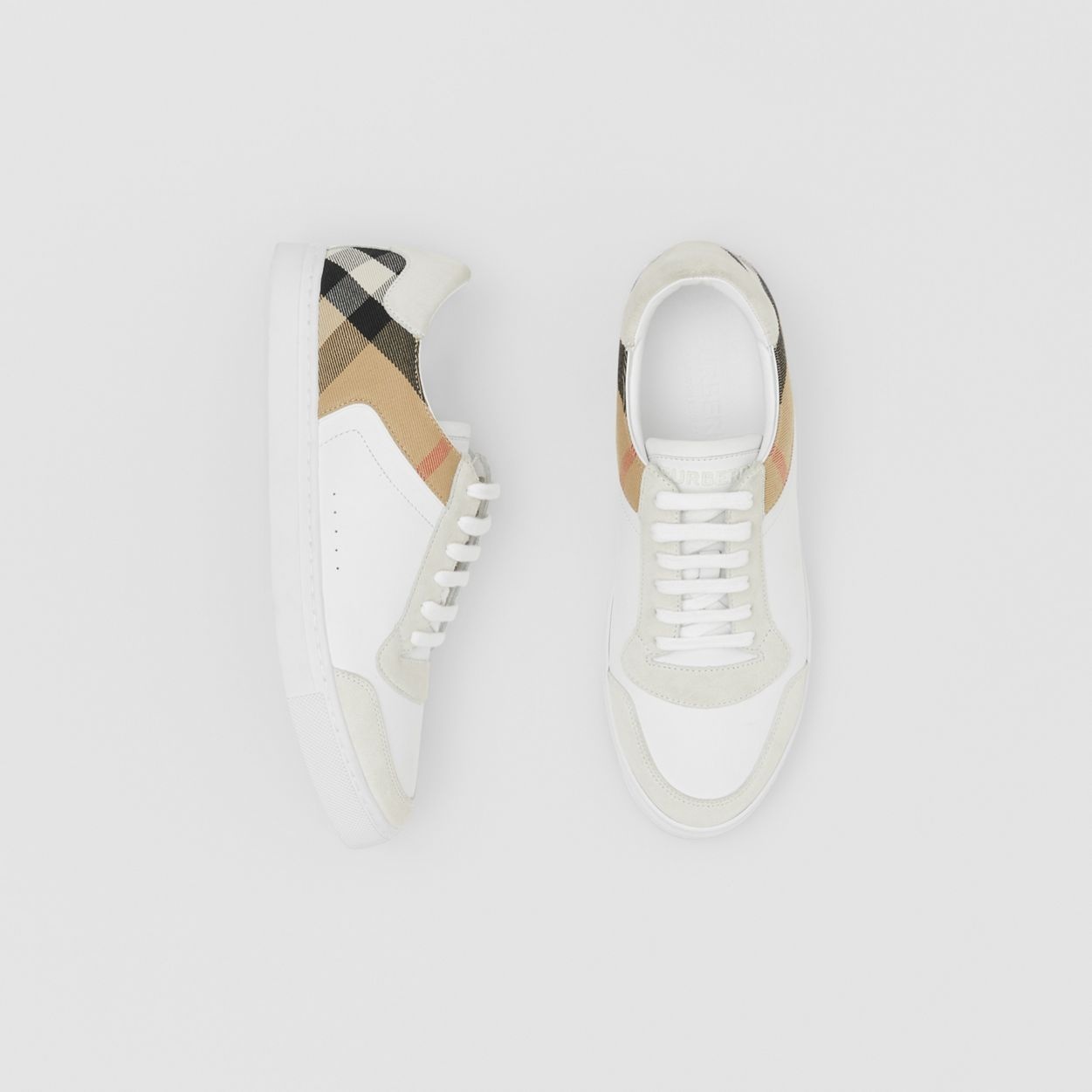 Leather, Suede and House Check Cotton Sneakers - 2