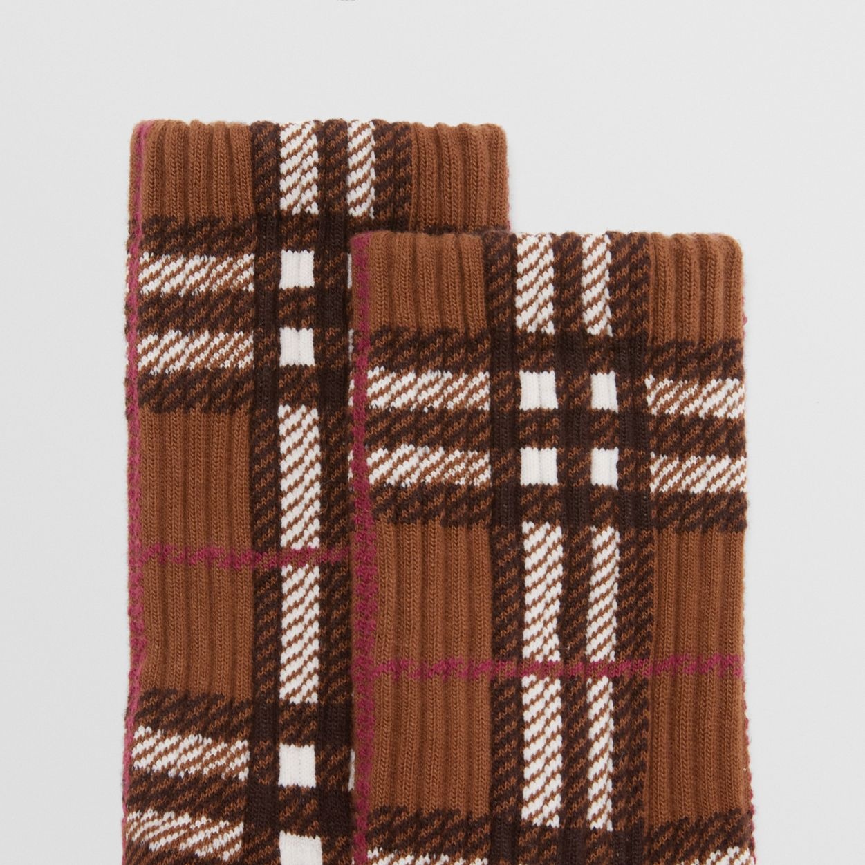 Check Intarsia Technical Stretch Cotton Socks - 2