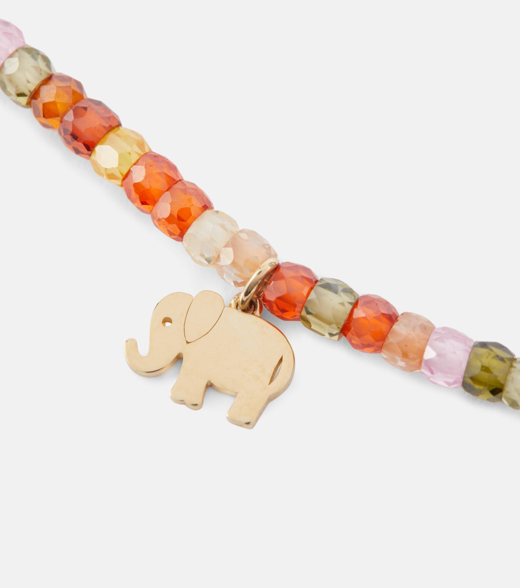 14kt gold beaded charm bracelet with zircon - 6
