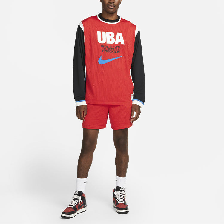 Nike Long-Shooting Top Contrasting Colors Printing Pattern Basketball Long Sleeves Asia Edition Red  - 3