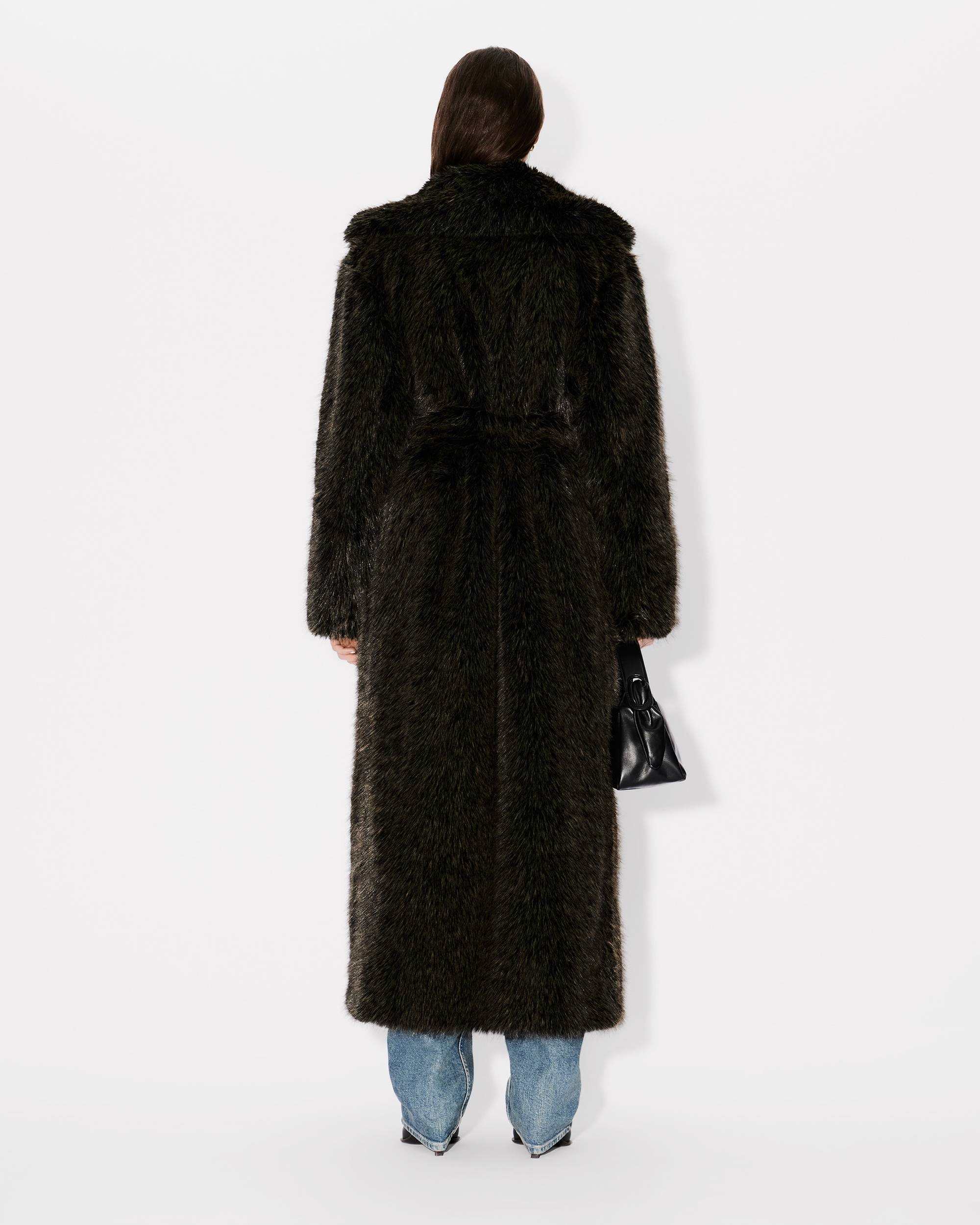 Long fake fur belted coat - 6