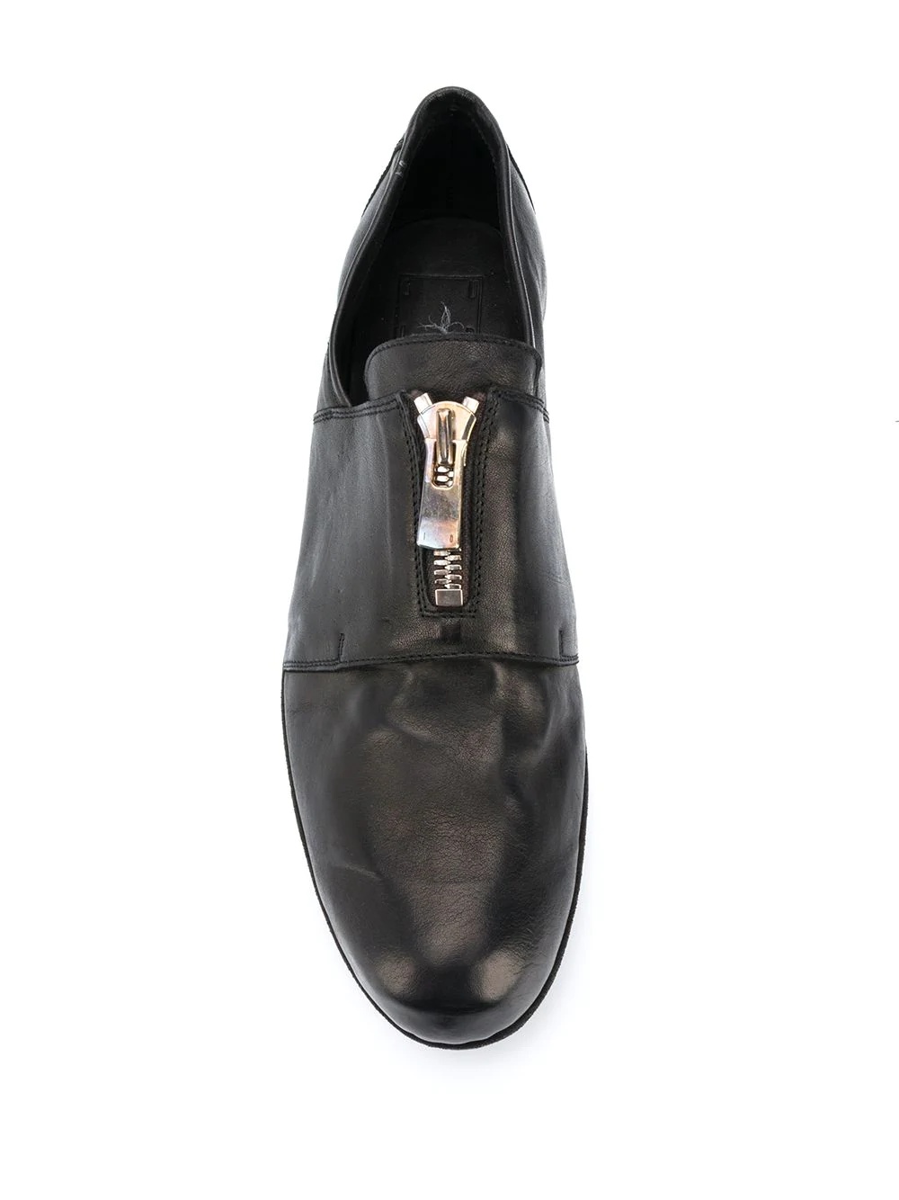 zip-front leather loafers - 4