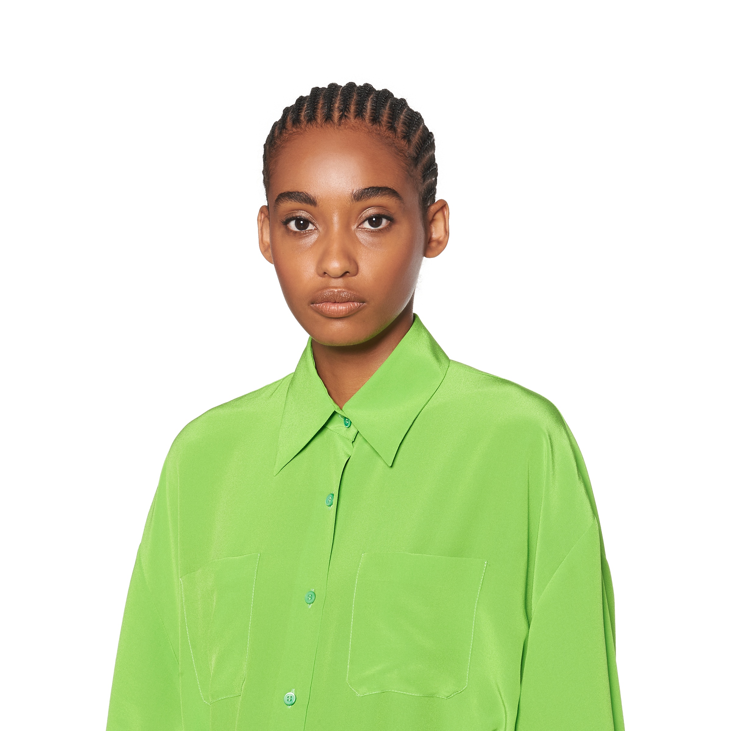 Short-sleeved crepe de chine shirt - 5